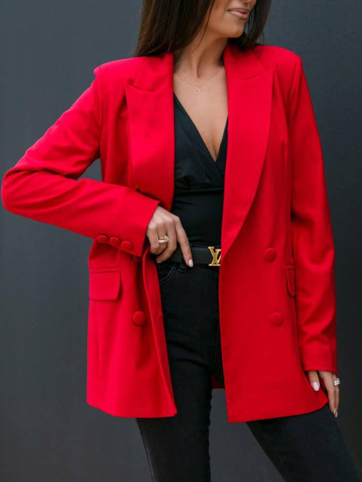 Damen Eleganter Oversized-Blazer mit doppelter Knopfleiste und schlichten Details Drune