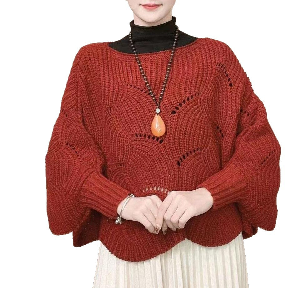 Damen Luftiger Strickpullover mit Lochmuster Drune