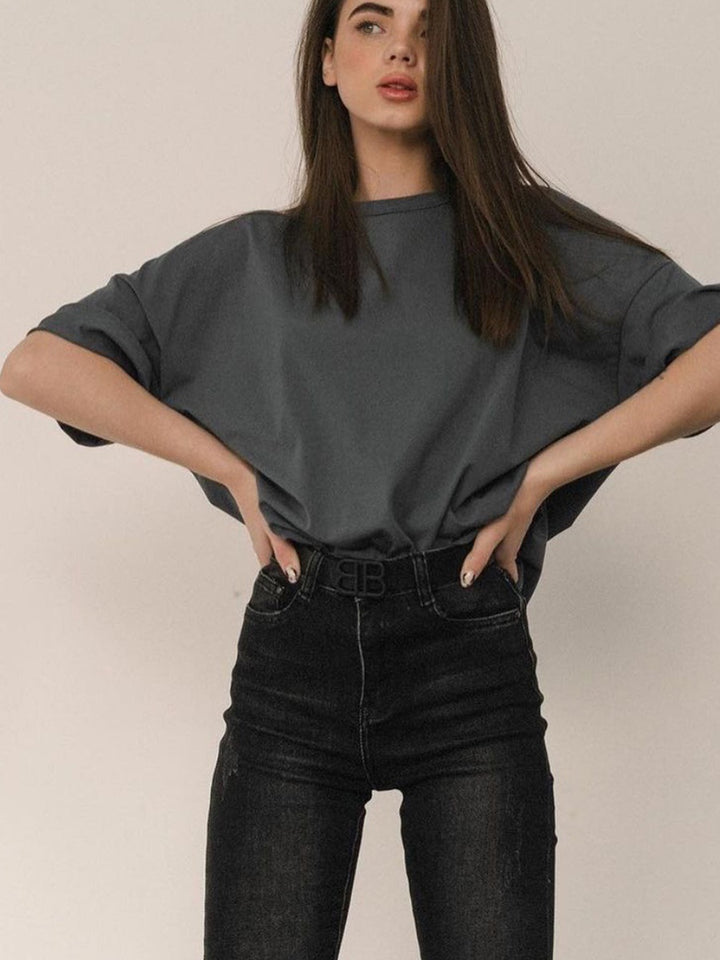 Damen lässiges Oversized T-Shirt aus hautfreundlichem Baumwollmix Drune