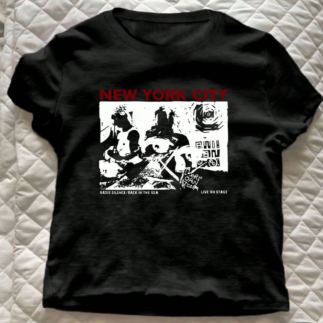 Damen Grafik T-Shirt mit kreativem New York City Motiv Drune
