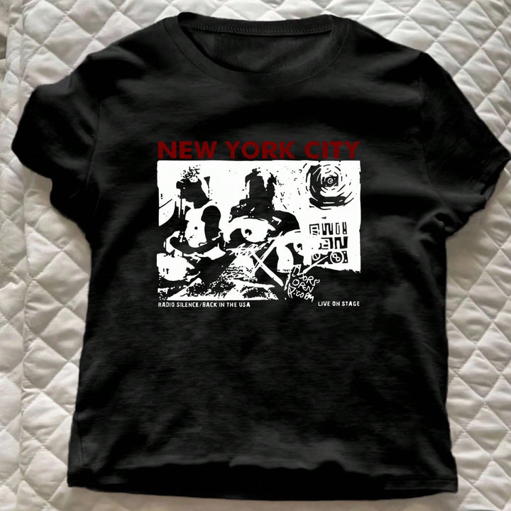 Damen Grafik T-Shirt mit kreativem New York City Motiv Drune