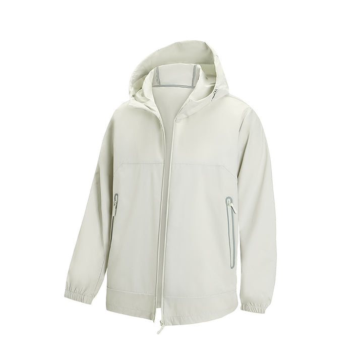 Herren Leichte technische Softshell-Windjacke mit Kapuze, wasserabweisender Membran und Reißverschlusstaschen Drune