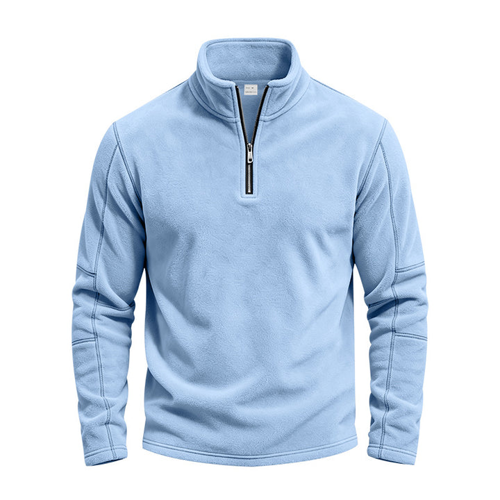 Herren Fleece-Halbreißverschluss-Pullover mit Stehkragen und Flatlock-Nähten Drune