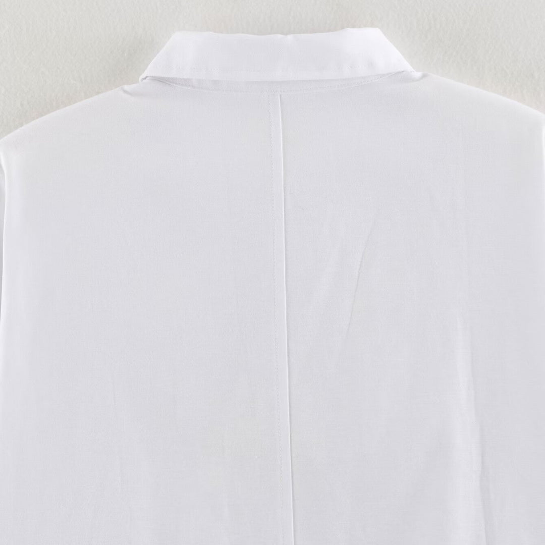 Damen Langärmlige Hemdbluse mit dekorativer Froschverzierung und verdeckter Knopfleiste Drune
