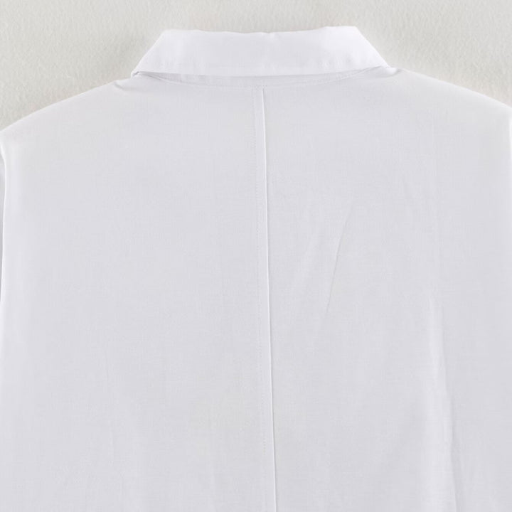 Damen Langärmlige Hemdbluse mit dekorativer Froschverzierung und verdeckter Knopfleiste Drune