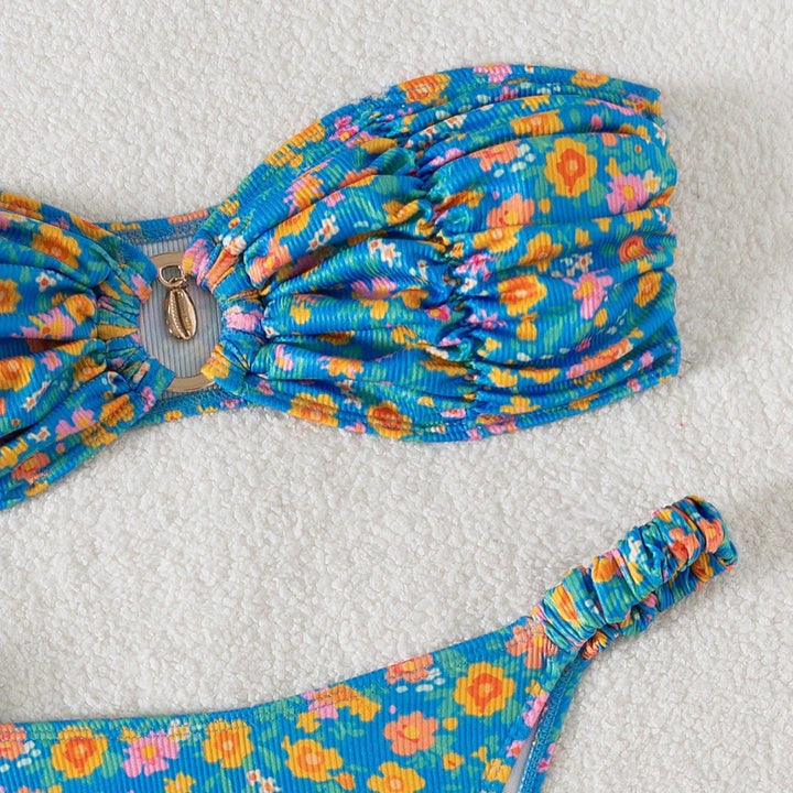 Damen Bandeau-Bikini mit viktorianischem Floralprint Drune