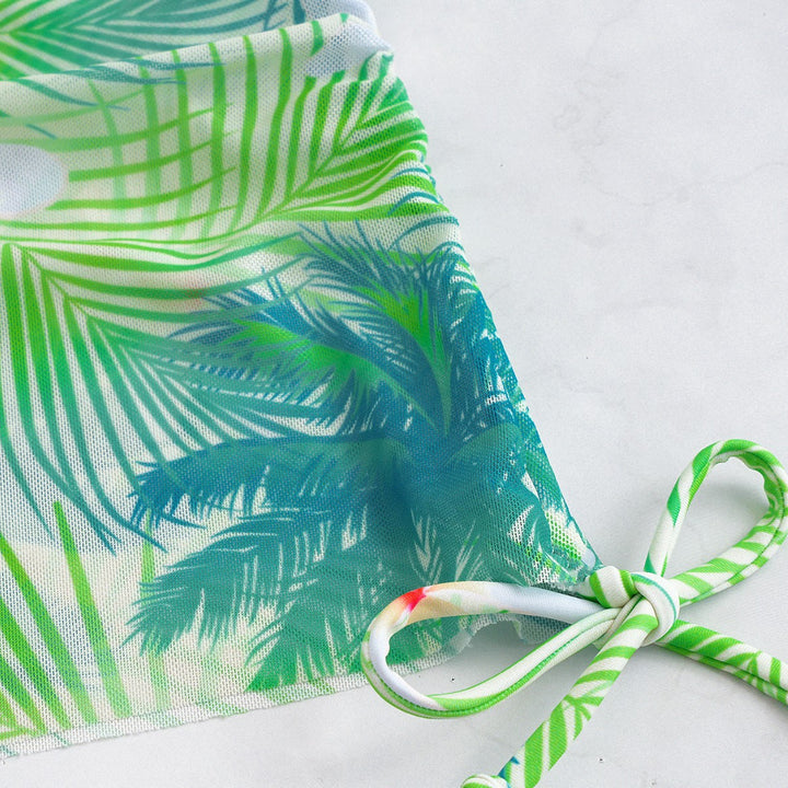 Damen Bikini-Set mit elegantem Wickelrock und tropischem Design Drune