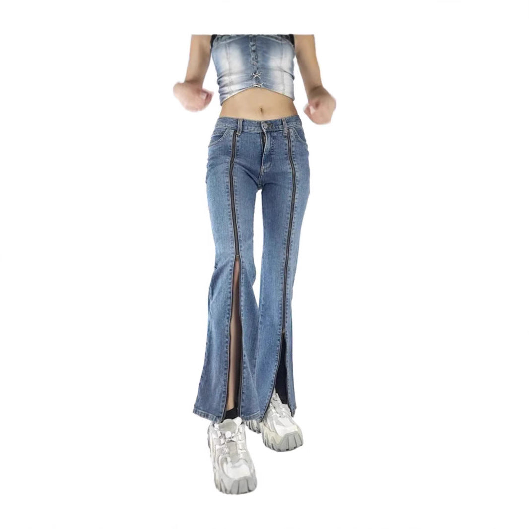 Damen nan weite Jeans mit hoher Taille, geradem Bein und entspanntem Sitz Drune