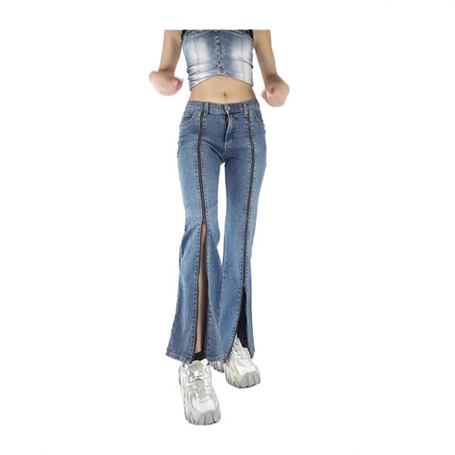 Damen nan weite Jeans mit hoher Taille, geradem Bein und entspanntem Sitz Drune