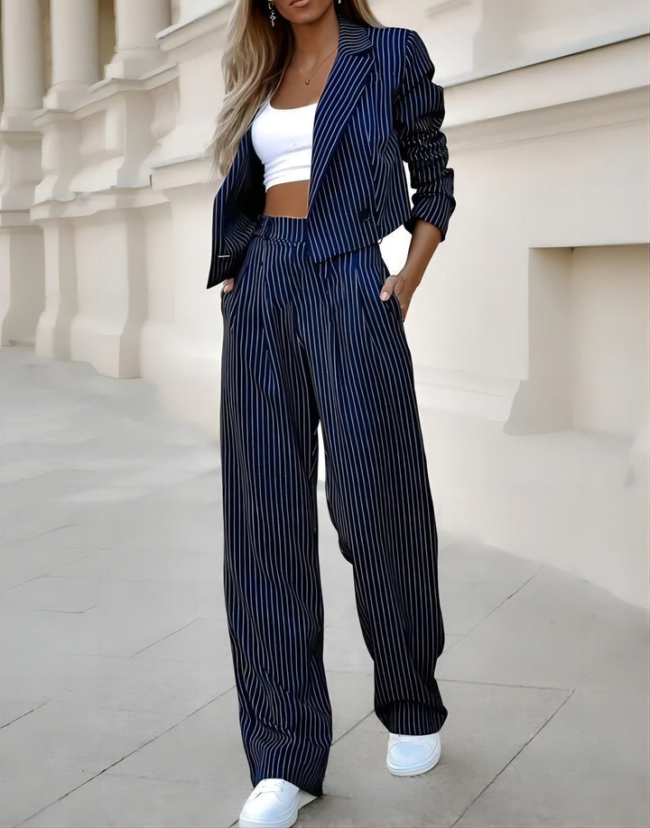 Damen Blazer Damen Set gestreift