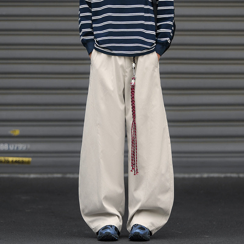 Herren Weit geschnittene Bundfaltenhose im Streetwear-Look mit extra weitem Bein Drune