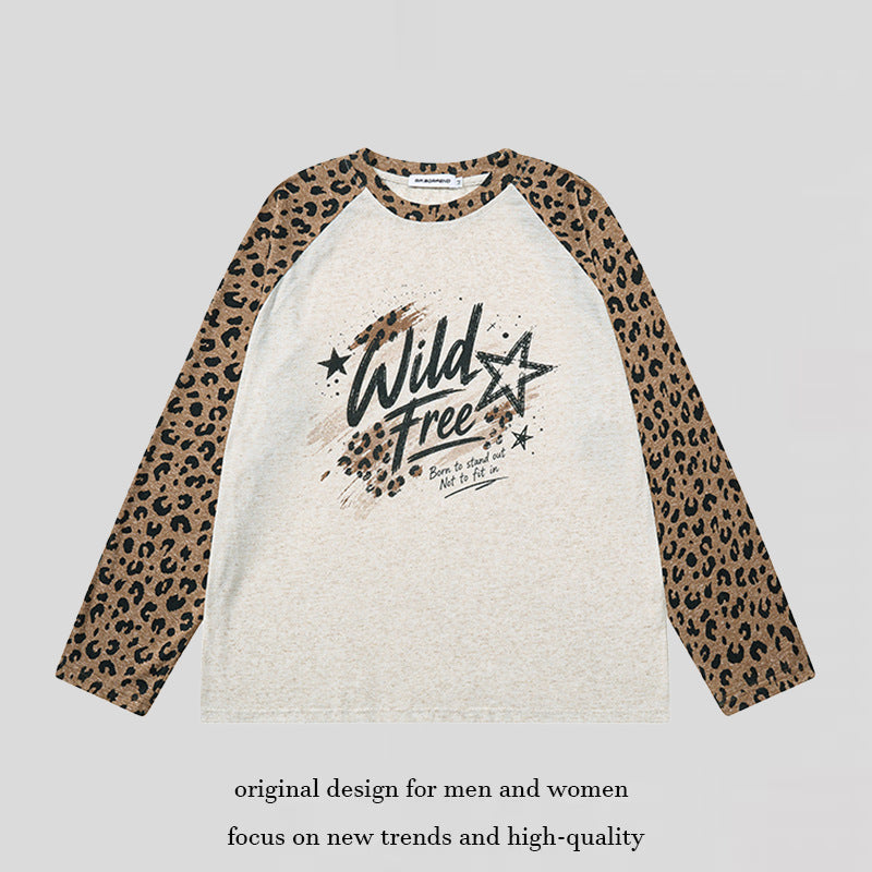 Damen Baumwoll-Langarmshirt im Raglanstil mit Leo-Ärmeln und Statement-Frontprint Drune