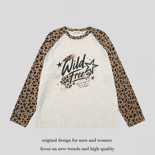 Damen Baumwoll-Langarmshirt im Raglanstil mit Leo-Ärmeln und Statement-Frontprint Drune