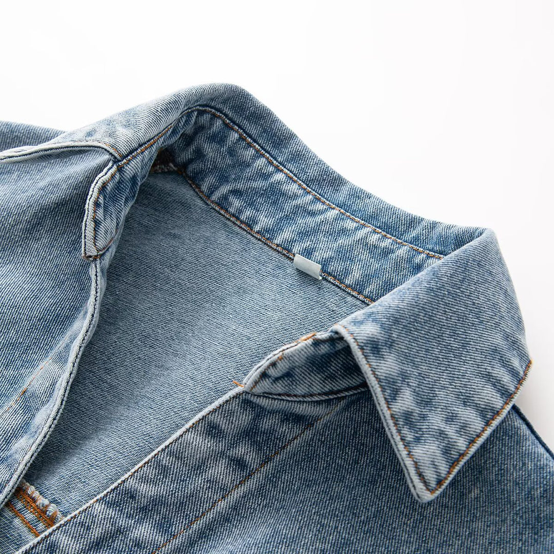 Damen Jeanskleid mit Taillengürtel, Hemdkragen und aufgesetzten Brusttaschen Drune