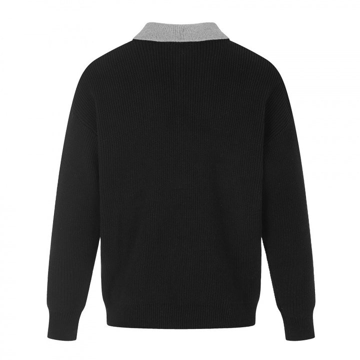 Herren Feinstrick-Polo mit Henley‑Knopfleiste und kontrastierendem Polokragen Drune
