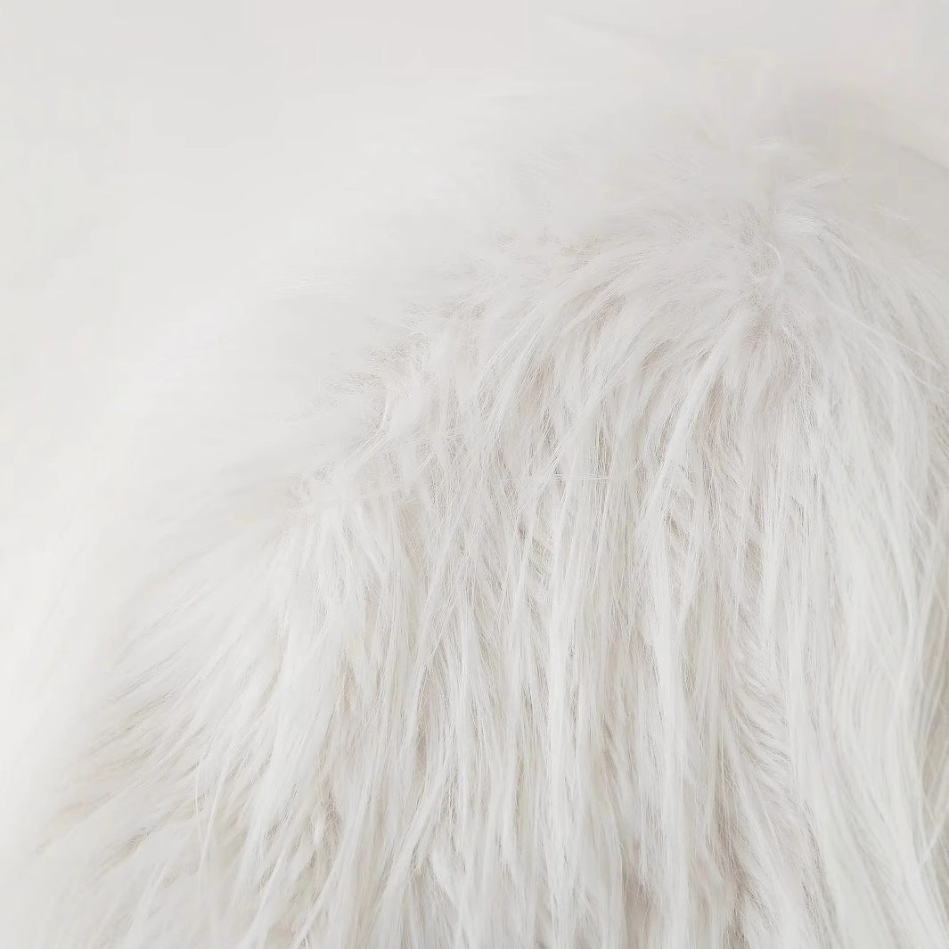 Damen nan kurze Eco-Kunstpelzjacke mit langfaseriger Flokati‑Optik, Rundhalsausschnitt und nahtverdecktem Innenfutter Drune