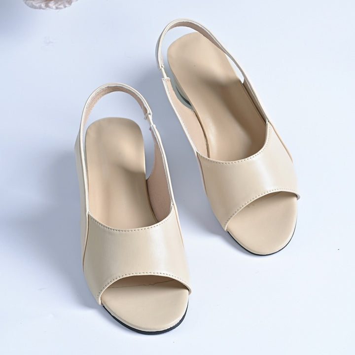 Damen Slingback-Sandalette mit Kroko-Prägung und niedrigem Blockabsatz Drune