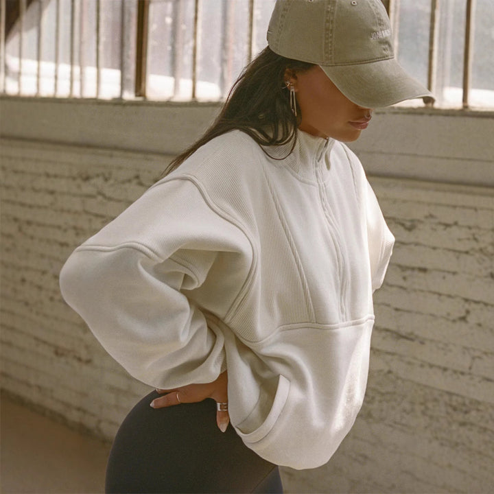 Damen Kapuzenpullover mit modernem Stehkragen und ausgezeichneter Passform Drune