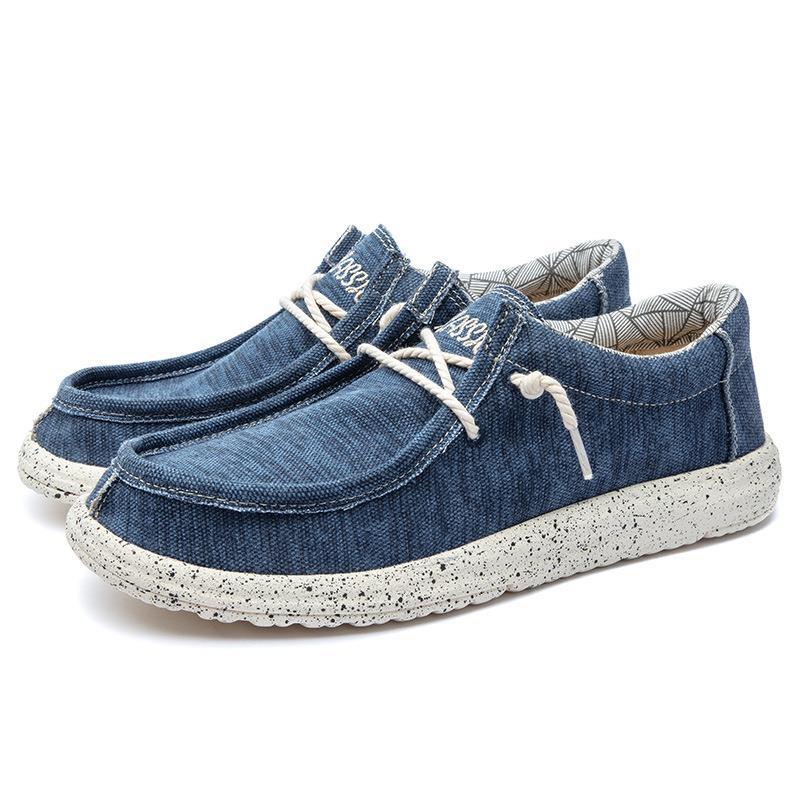 Herren nan lässiger Mokassin-Sneaker aus Jeansstoff mit elastischer Tau-Schnürung und gepolsterter Komfortsohle Drune
