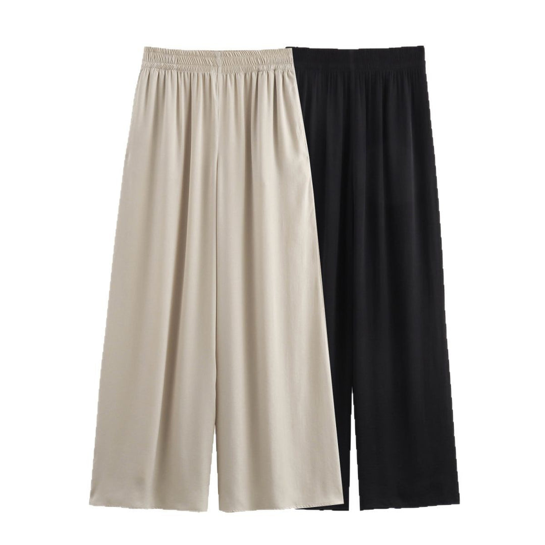 Damen Weiche Jersey-Palazzohose mit elastischem Bund und weitem Bein Drune