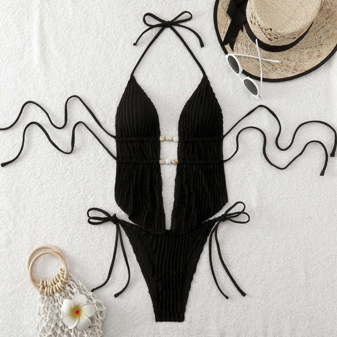 Damen Hochwertiger Ripp-Bikini mit verstellbaren Trägern Drune
