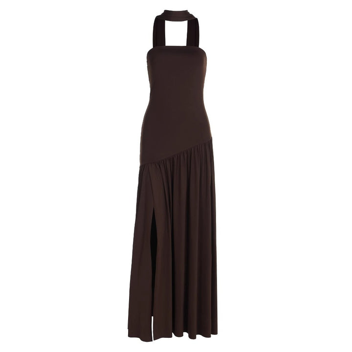 Damen Maxikleid mit schulterfreiem Design und dekorativem Wickelausschnitt Drune