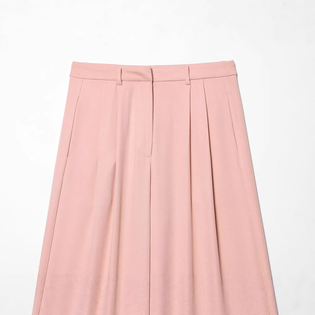 Damen Hochtaillierte Palazzo-Hose mit weitem Bein und Leistentaschen Drune