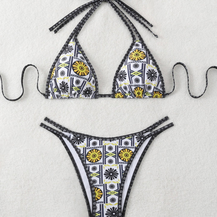 Damen Triangel-Bikini mit modernem geometrischem Muster Drune