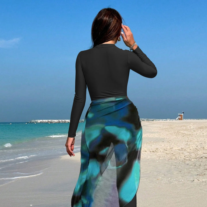 Damen sportlicher Langarm-Surfsuit mit raffinierten Wickeldetails Drune