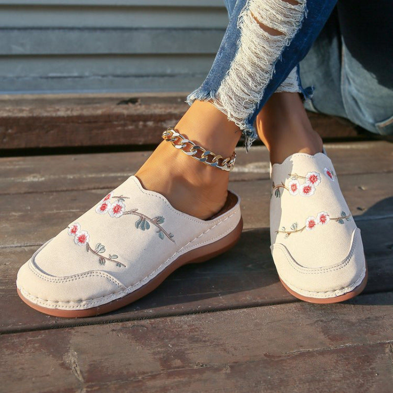 Damen geschlossene Clogs mit floralem Design und komfortablem Fußbett Drune