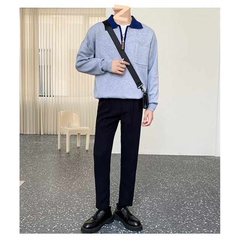Herren Elegante Sweatjacke mit Stehkragen und Reißverschluss Drune