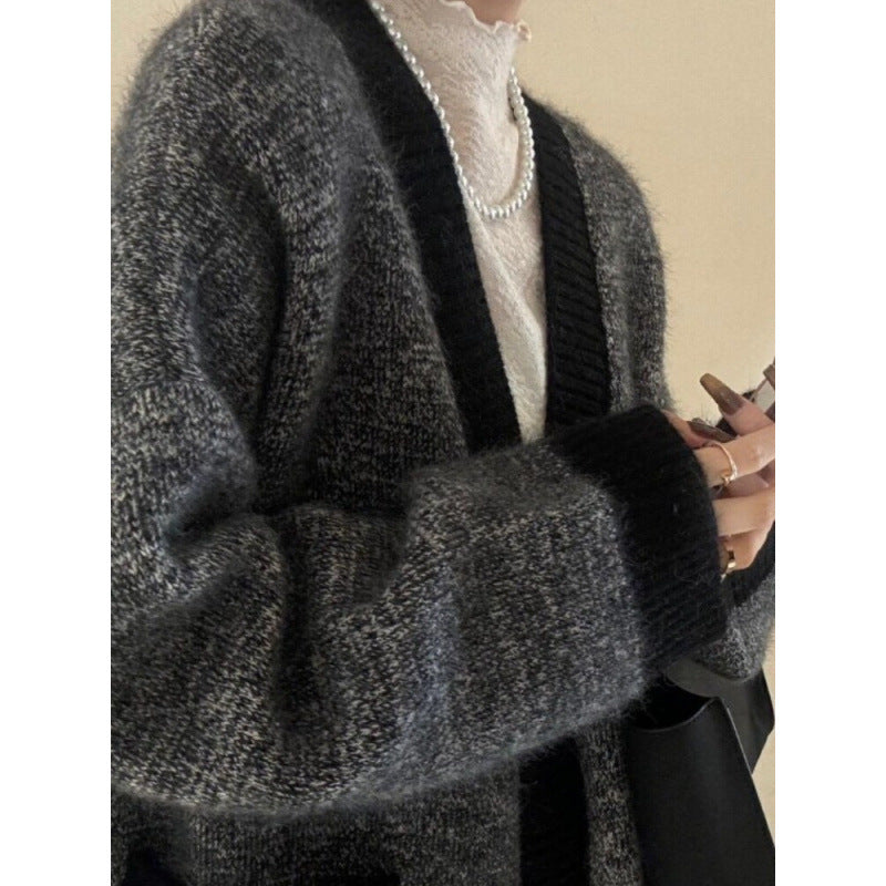 Damen Kuscheliger Cardigan mit tiefem V-Ausschnitt und großzügigen Taschen Drune