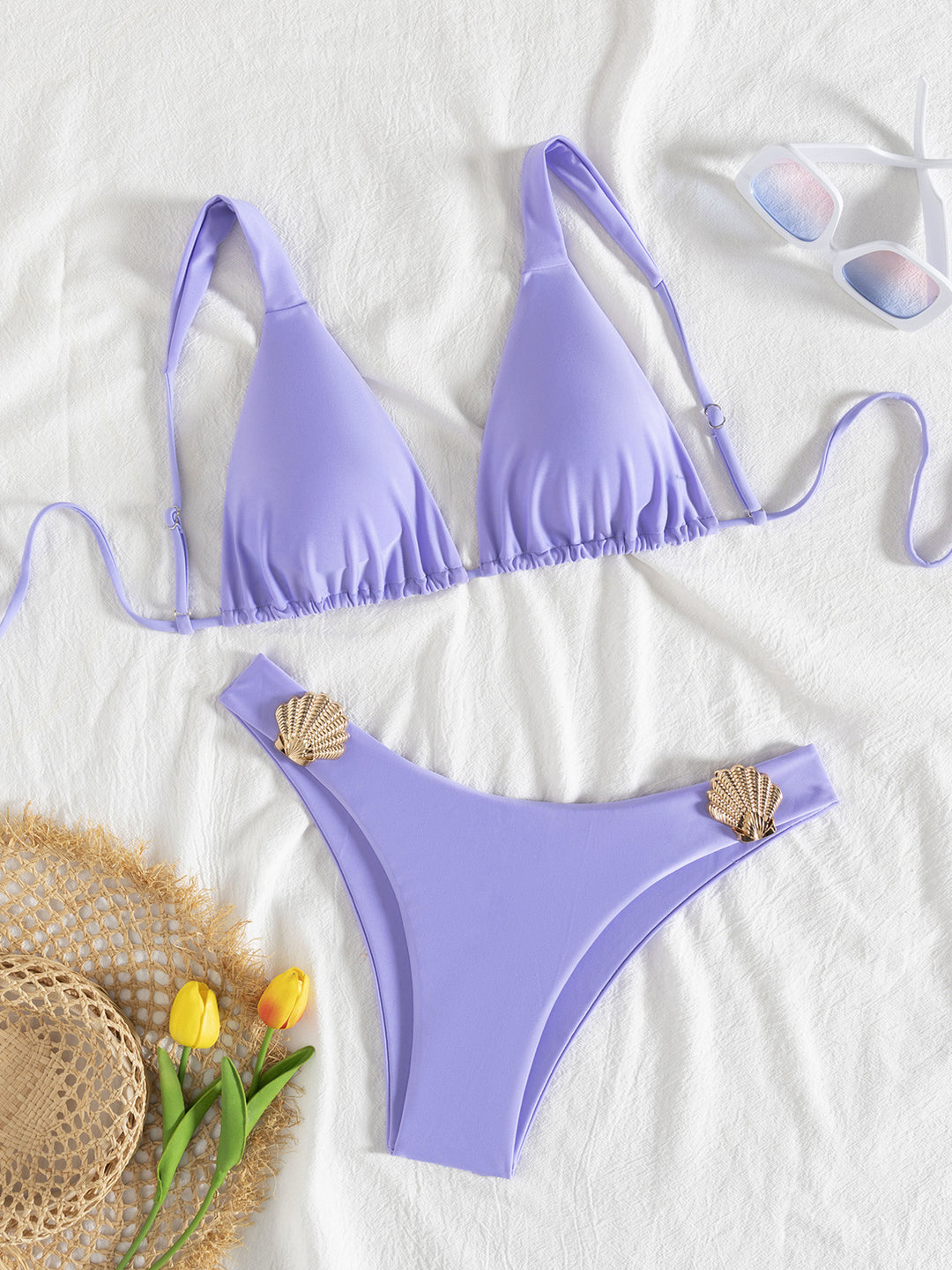 Damen Triangel-Bikini mit Muschel-Applikationen Drune