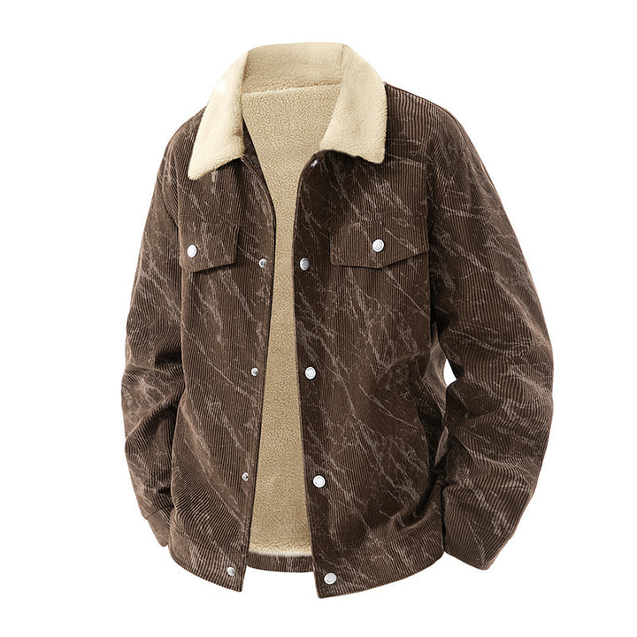 Herren stilvolle Cordjacke mit Teddyfutter Drune