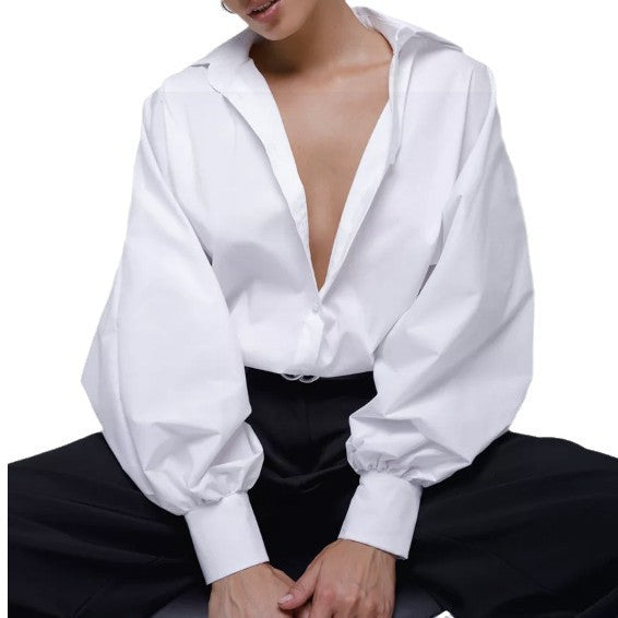 Damen Oversized Hemden mit voluminösen Ärmeln Drune