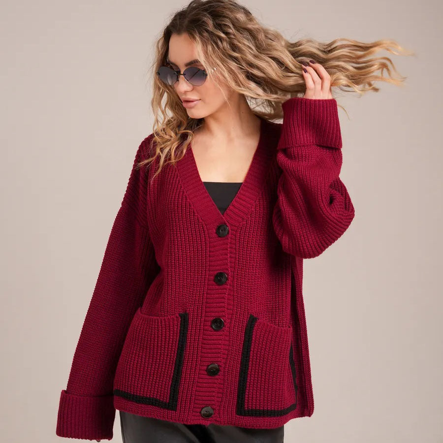 Damen Strickjacke mit tiefen Taschen und lässigem Schnitt Drune