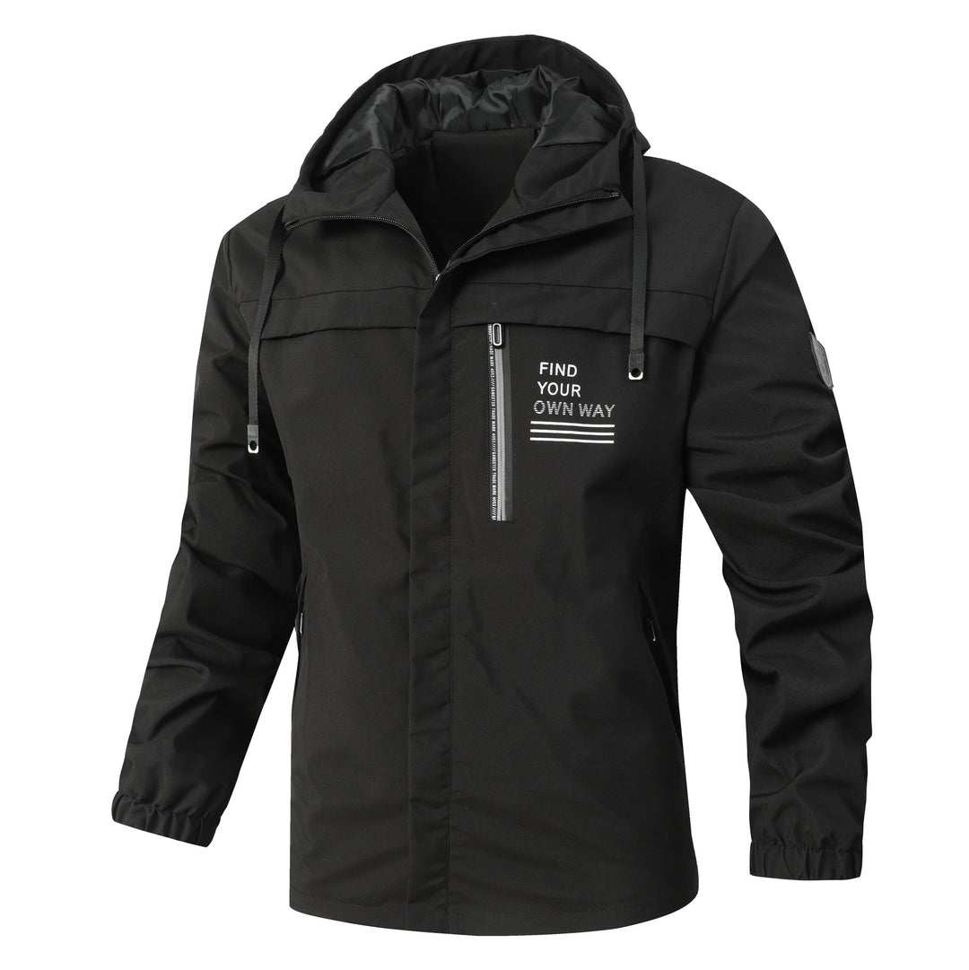 Herren Moderner urbaner Parka mit Kapuze, Brustreißverschluss und elastischen Bündchen Drune