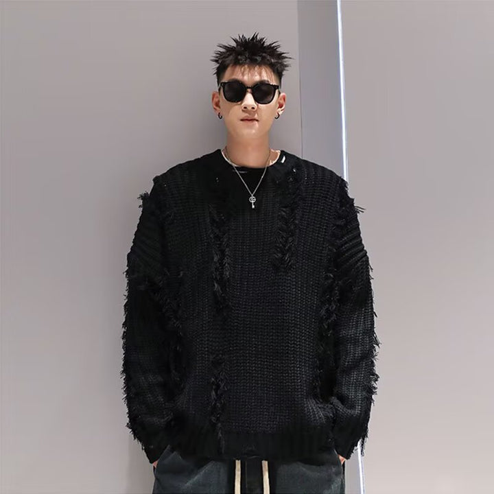 Herren Lässiger Grobstrickpullover mit used Look Drune