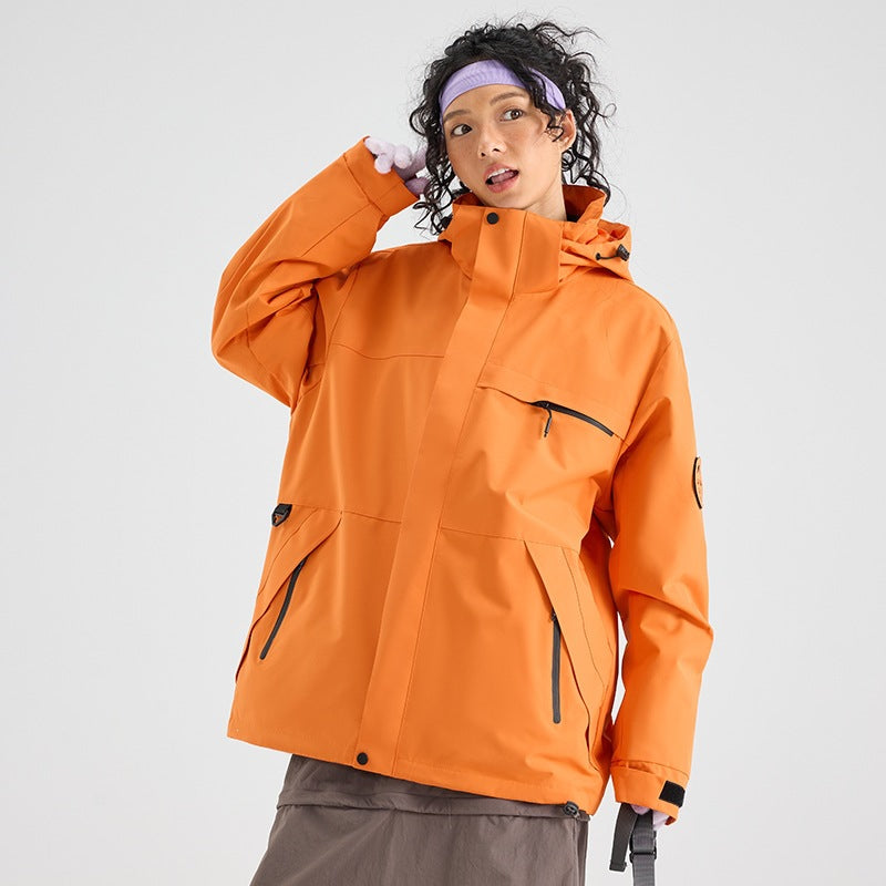 Herren Wasserdichte Outdoor-Softshelljacke mit Kapuze, hohem Stehkragen & Reißverschlusstaschen Drune