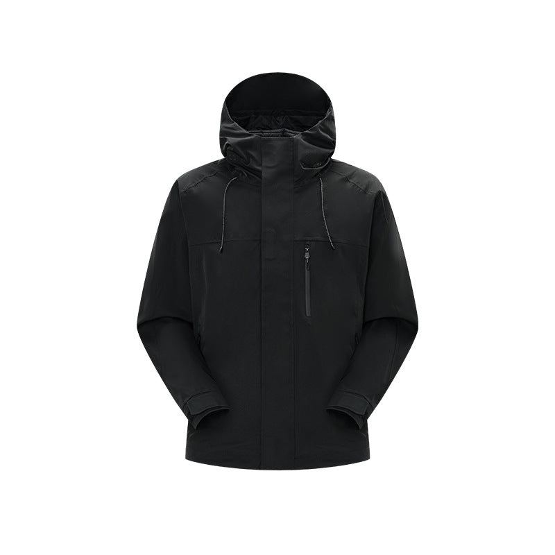 Herren Technische Regen- und Softshell-Jacke mit verstellbarer Kapuze und Brustreißverschluss Drune