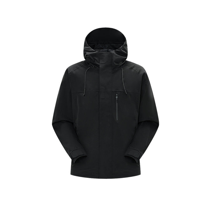 Herren Technische Regen- und Softshell-Jacke mit verstellbarer Kapuze und Brustreißverschluss Drune