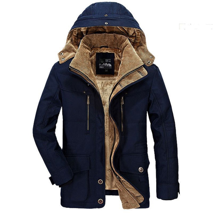 Herren Wattierter Winterparka mit abnehmbarer Kapuze und Cordfutter Drune