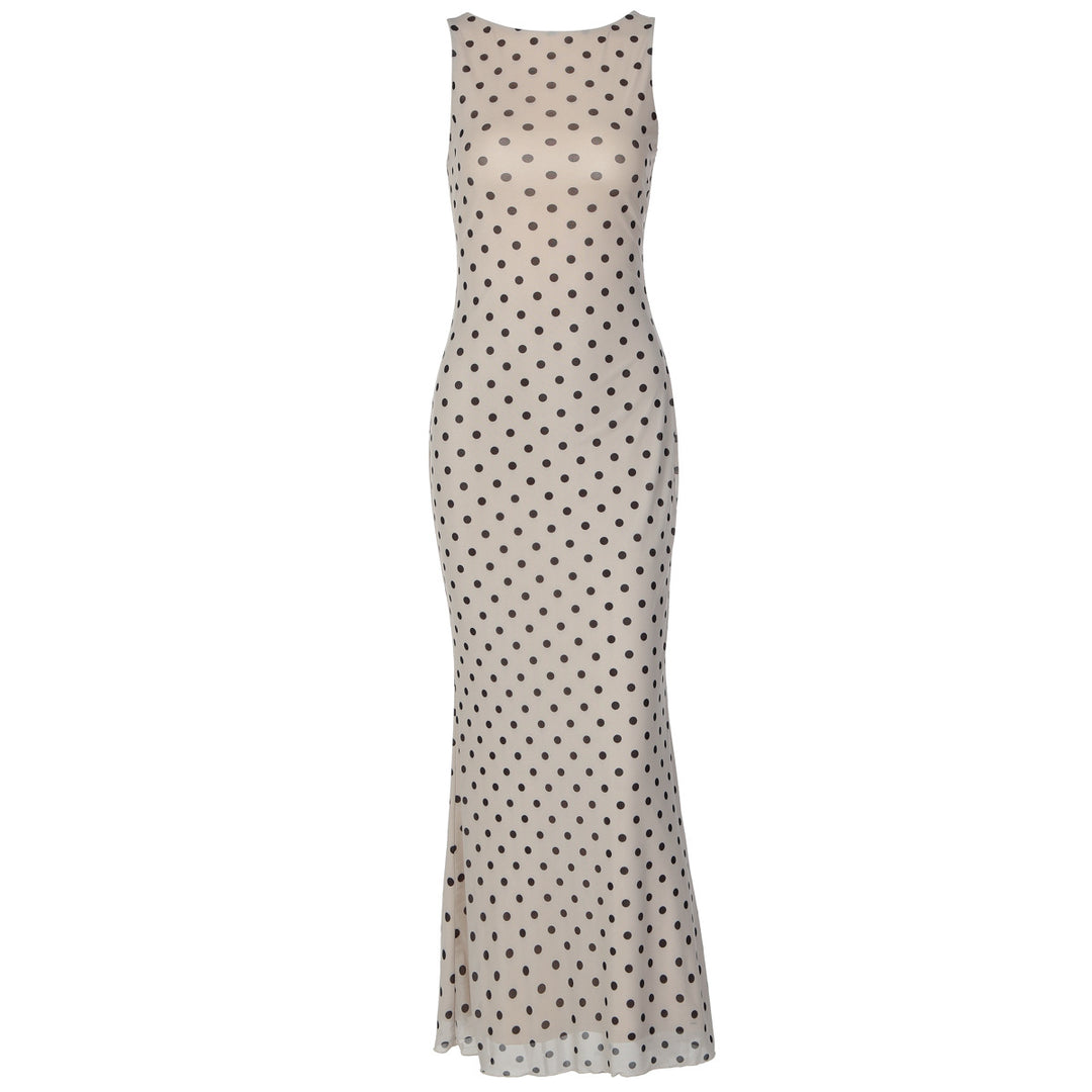 Damen Elegantes Maxikleid mit Punktdesign und figurbetontem Schnitt Drune