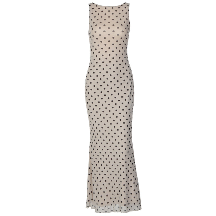 Damen Elegantes Maxikleid mit Punktdesign und figurbetontem Schnitt Drune