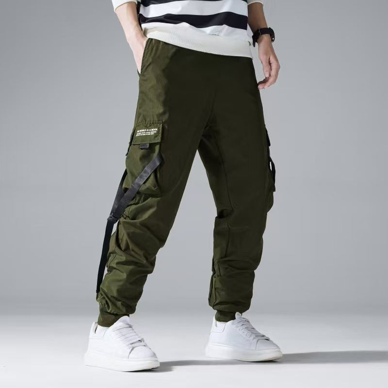 Herren Tapered Cargo-Jogginghose mit mehrfachen Klapp‑ und Gurtbandtaschen Drune