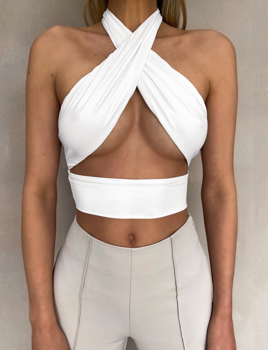 Damen Cropped Oberteil mit elegantem Schlaufen-Design Drune