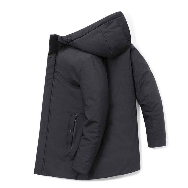 Herren moderner Urban-Longparka mit versteckter Reißverschlussblende und ergonomischer Kapuze Drune
