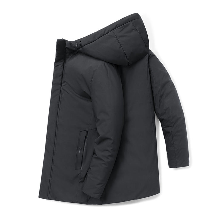 Herren moderner Urban-Longparka mit versteckter Reißverschlussblende und ergonomischer Kapuze Drune