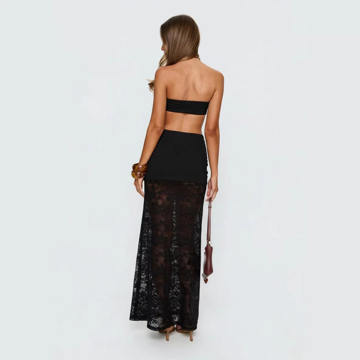 Damen Strandkleid mit raffinierten Spitzen-Detail und verstellbarem Bindedetail Drune