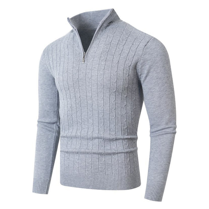 Herren stylischer Strickpullover mit hohem Stehkragen und durchgehendem Reißverschluss Drune